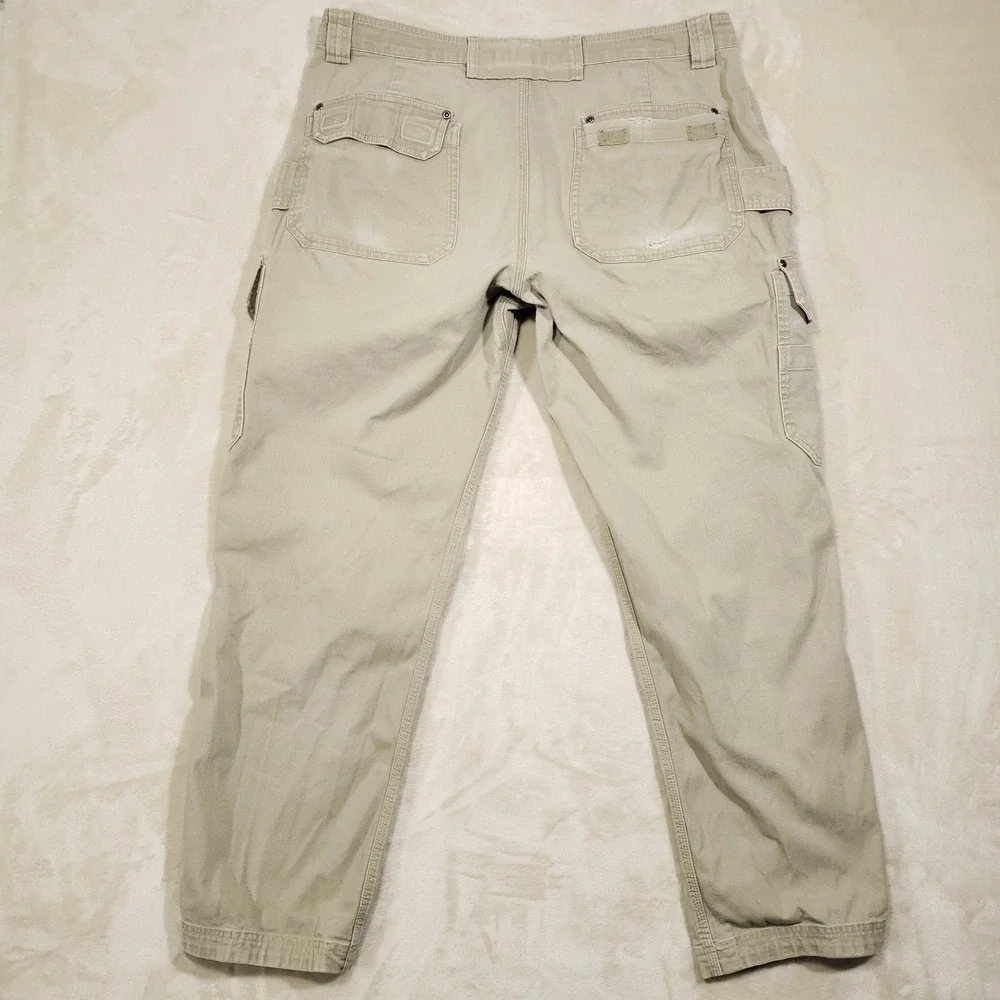 Duluth Trading Co Cargo Pants Mens 36x32 Tan Flex Fire Hose Workwear Trousers